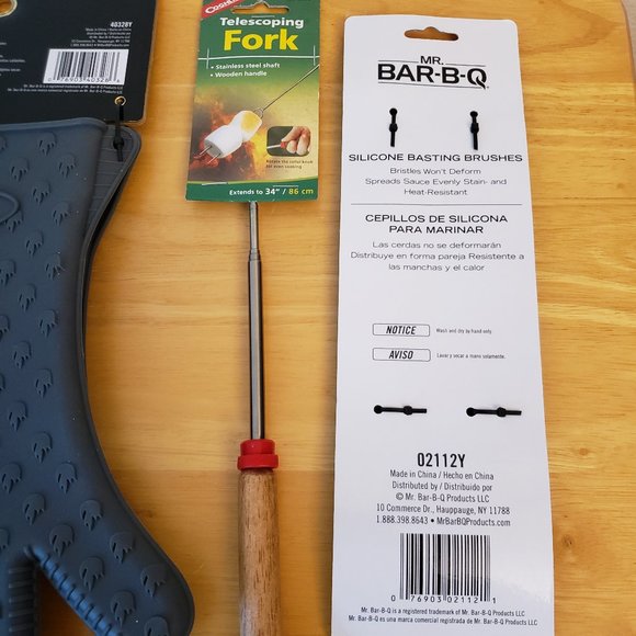 Mr. Bar-B-Q  Silicone BBQ Gloves + Basting Brushes + Telescoping Fork - Picture 7 of 7